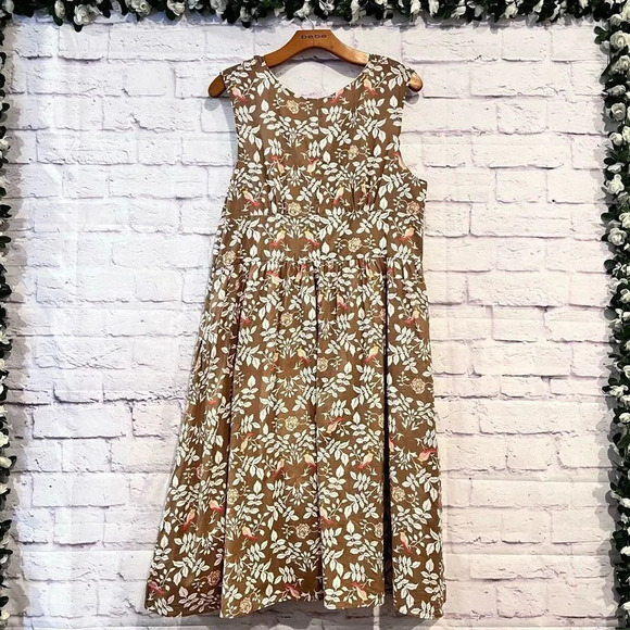 Merona Floral Print Bird Print Fit & Flare Sleeveless Dress Size 14 Casual - Picture 2 of 8